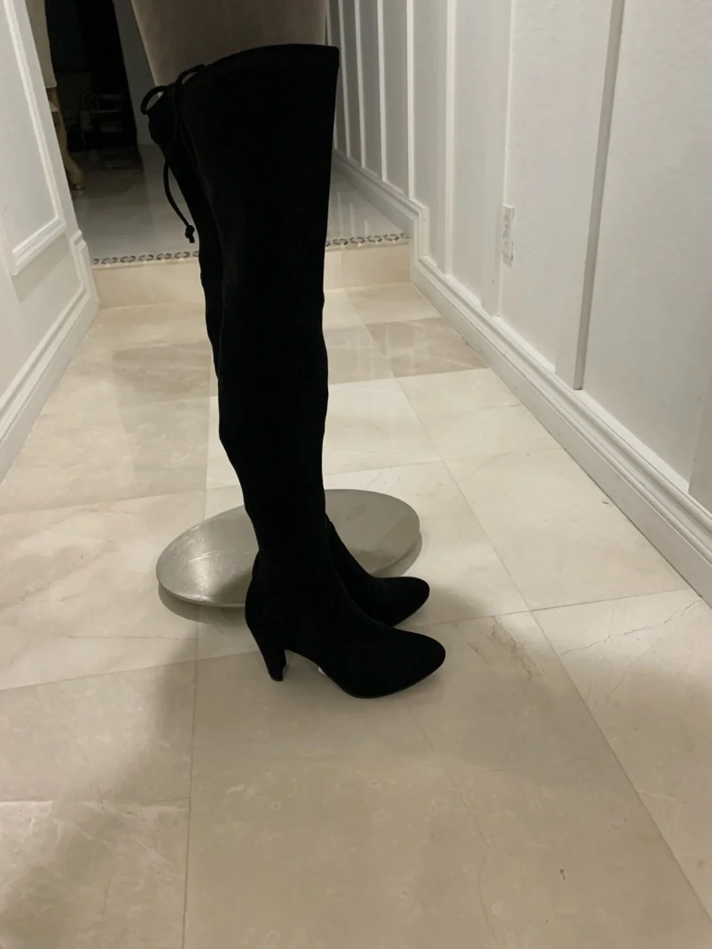 Stuart Weitzman Highland Stretch-Black Suede Over-the-Knee Boot Size 40